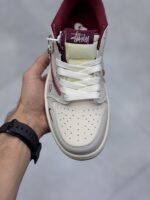 کتونی نایک ایر جردن وان لو تراویس اسکات استاسی سفید زرشکی Nike Air Jordan 1 Low Travis Scott x Stussy - تصویر 3
